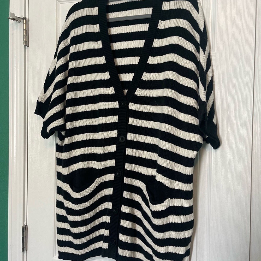 CAbi Monochrome Striped Knit Sweater